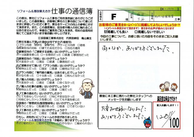 古澤邸キッチン改修工事【R1974】