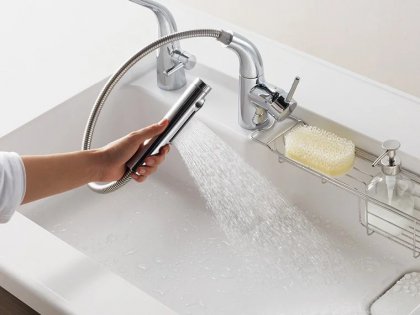 スムーズに洗える水ほうき水栓